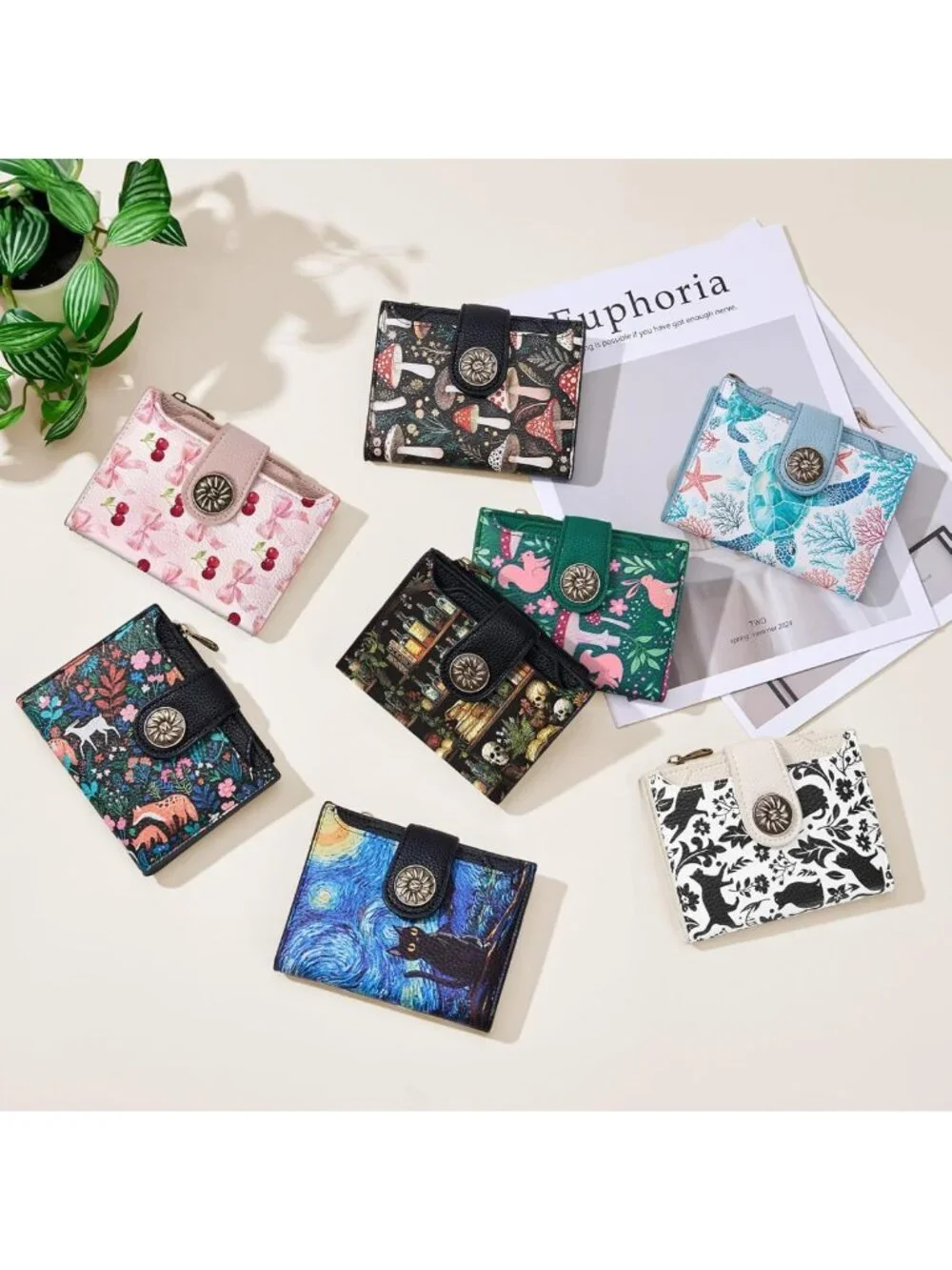 Cute Cherry Bow Wallet - Compact RFID Bifold Purse with Coin Pocket & Card Slots